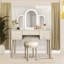 Ensemble de coiffeuse en miroir avec lumière DEL, ensemble de coiffeuse de chambre à coucher pour chambre / salle de maquillage, bureau de travail pour femme, ensemble de mobilier pour fille