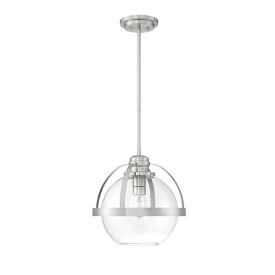 Luminaire suspendu sphérique en verre en nickel satiné
