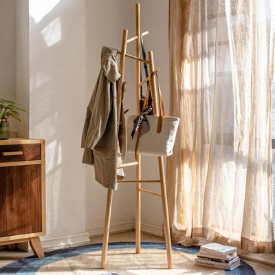 Portemanteau sur pied en bois massif