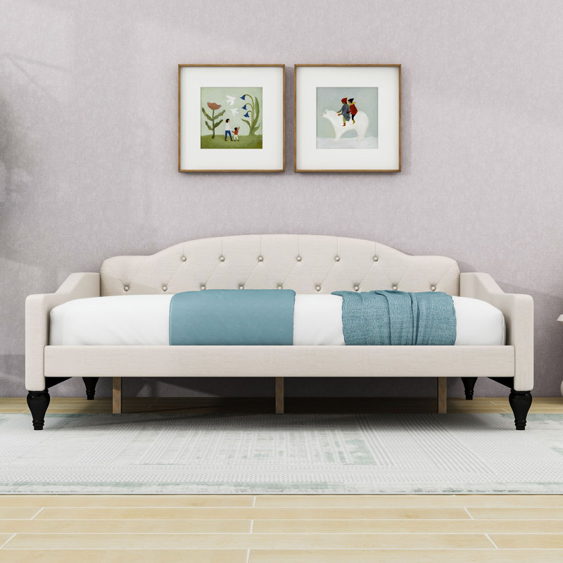 Full Upholstered Tufted Daybed with Center Legs