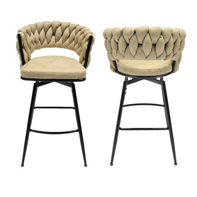 Tabourets de bar brun technique en cuir de 2. Tabouret pivotant à 360 °, structure, siège rembourré pour tabourets de bar, de café et de ferme 28 po. Cuir, base, avec