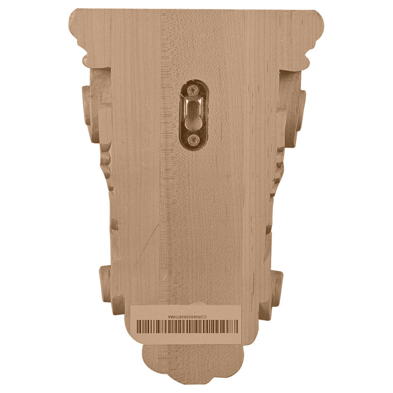 6"W x 3 1/4"D x 8 1/4"H Thin Acanthus Leaf Corbel, Alder, Alder