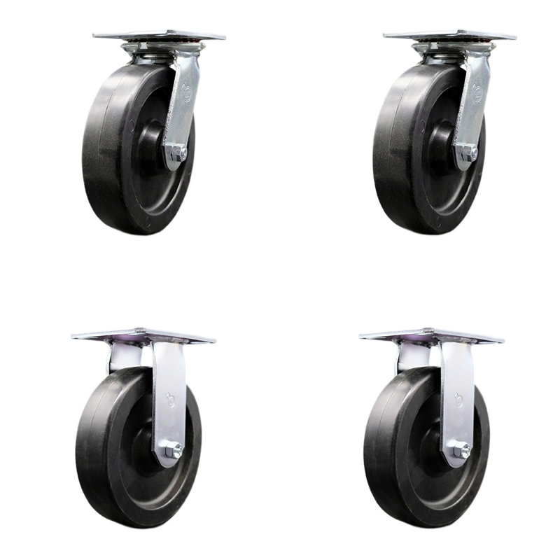 Ensemble de roulettes 4 pièces en polyoléfine avec roulement à billes 2 rotatifs 2 rigides