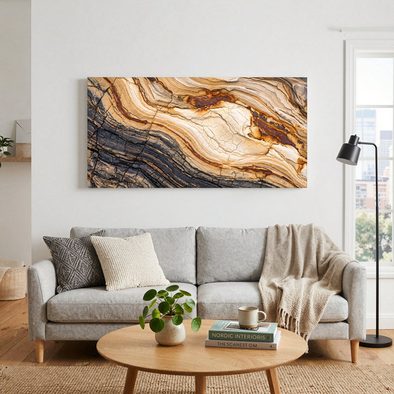 Art mural noir et beige, 40“W x 20”H