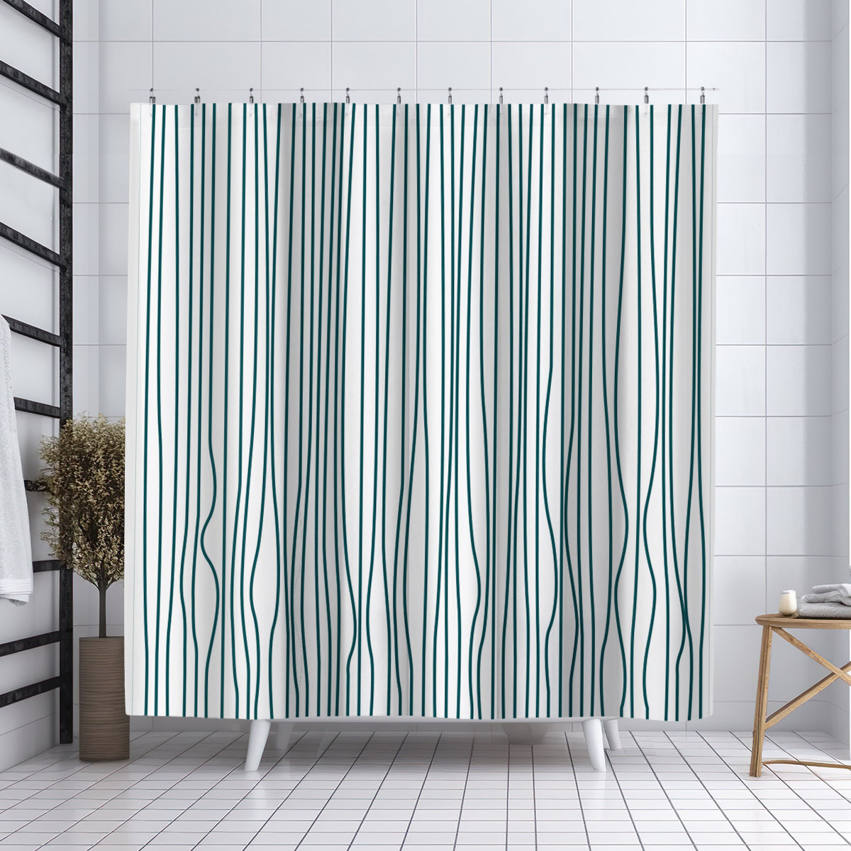 Coco Polyester Shower Curtain, Emerald