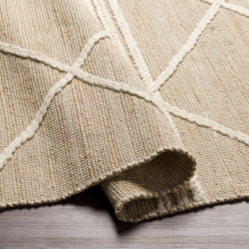 Asla Aniakudo Handmade Flatweave Wool/Jute Beige Area Rug, Rectangle 6' x 9'