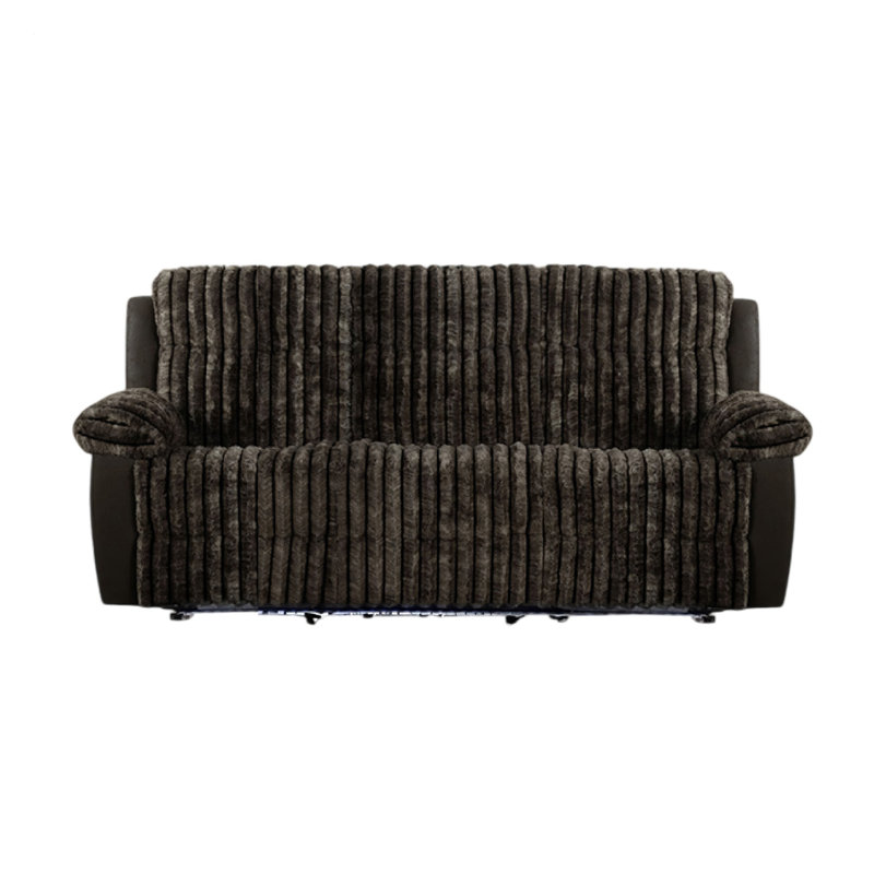 Canapé inclinable manuel Jeya, tissu en fausse fourrure large Wale, brun, 83 po, Fausse fourrure brune
