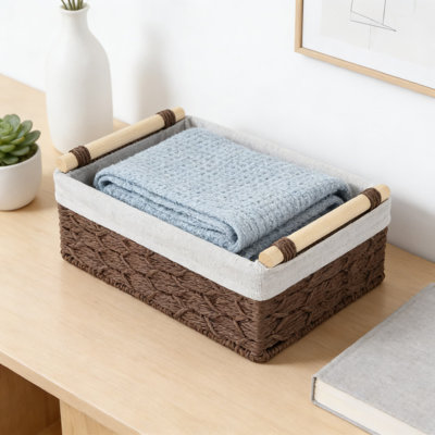 Handwoven Wicker Storage Baskets Set For Bathroom, Kitchen, And Closet Organization, Rustic Decorative Bins For Countertop, Shelf, And Toilet Tank, Versatile Home And Office Storage Solution