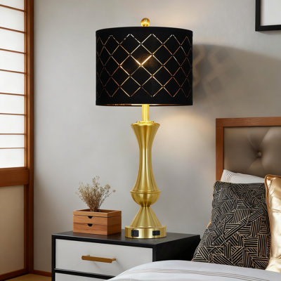 Set Of 2 Modern Table Lamps With USB Charging Ports And Outlets, 3-Way Dimmable Touch Control Bedside Lamps For Living Room And Bedroom, Includes LED Bulbs