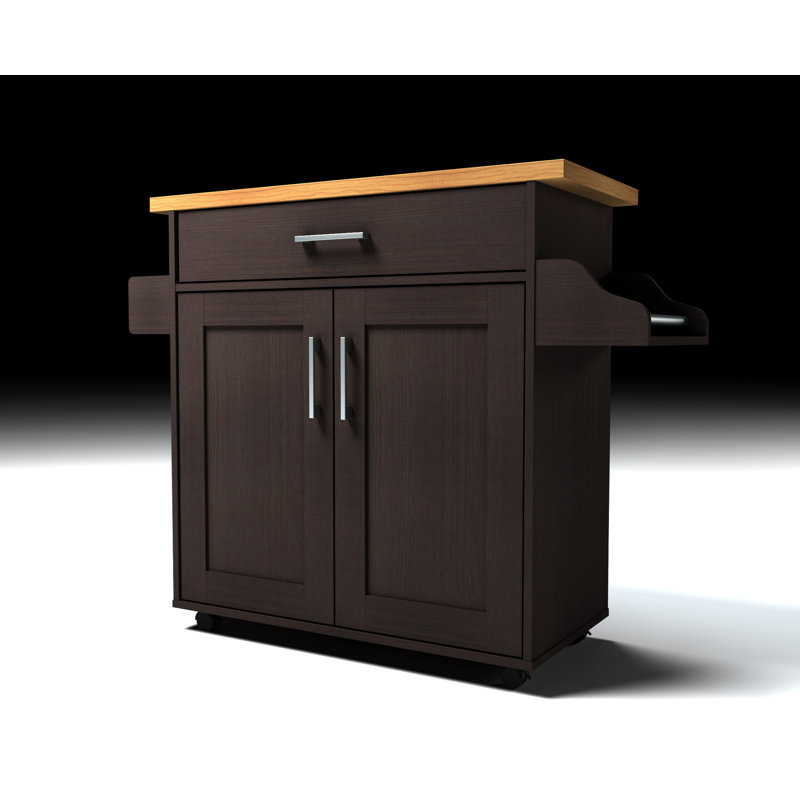 Poneto Wood Kitchen Cart, Black-Beech, Beech