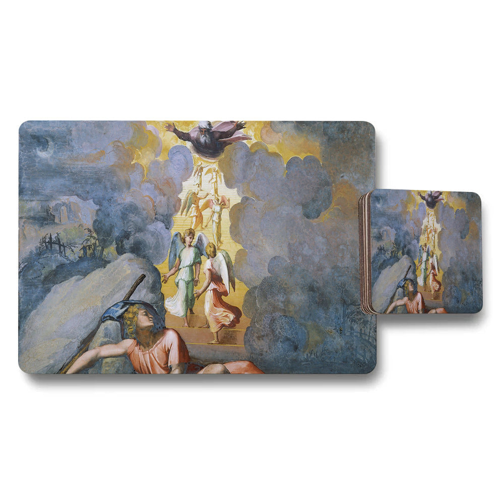 Placemat and Coaster Set With Classical Religious Art Print