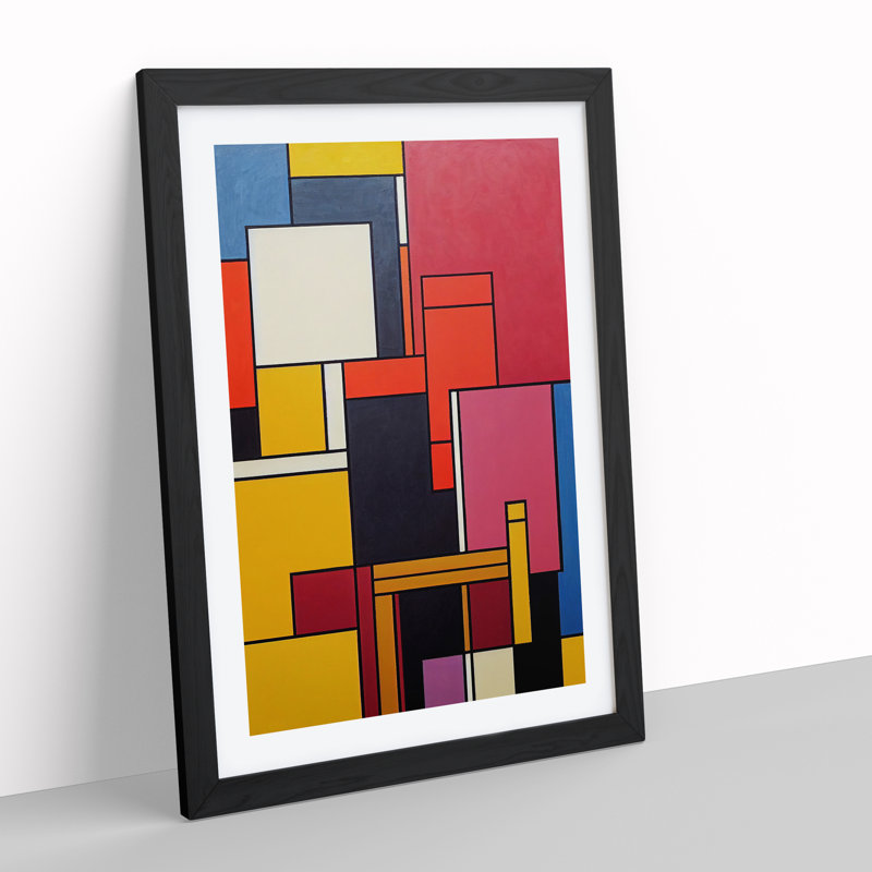 Bauhaus Abstract Art No.2 - Single Picture Frame Print, 64cm H x 46cm W x 2cm D, Black Framed