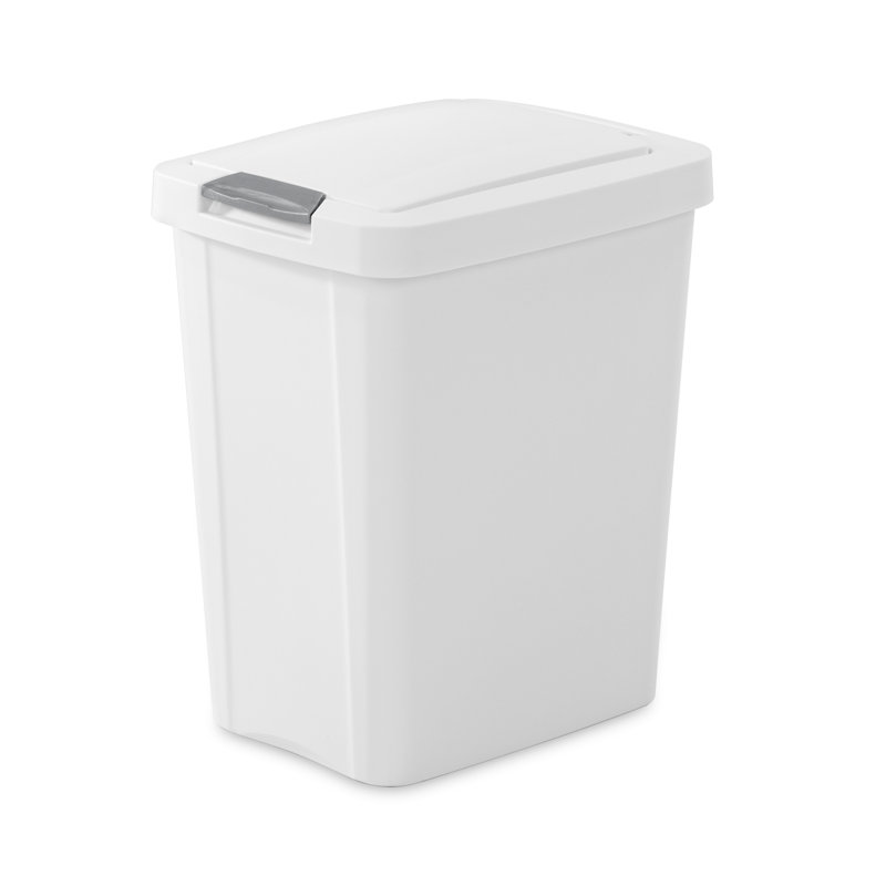 White 7.5 Gallon Plastic TouchTop Kitchen Wastebasket