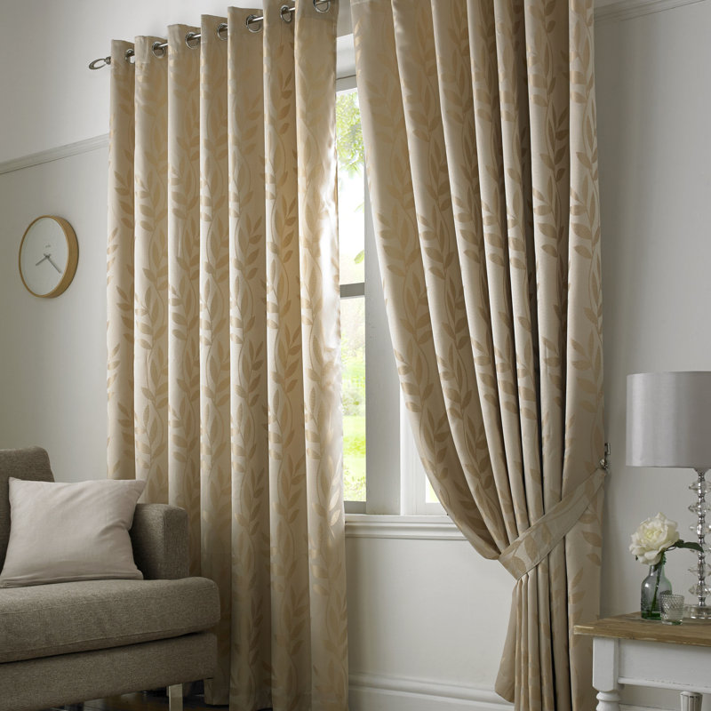 Becquere Ring Top Room Darkening Curtains, 168cm W x  183cm D, Latte