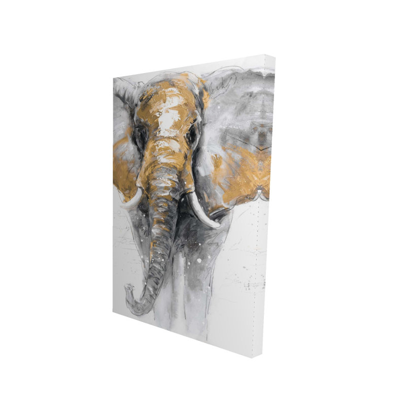 Golden Elephant - Décoration de bureau moderne en toile pour la maison