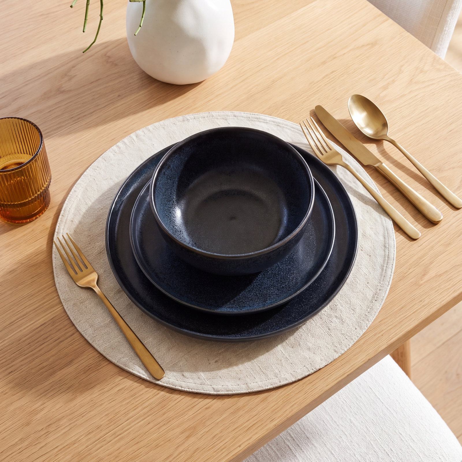 Stone Lain Eden 24-Piece Dinnerware Set Stoneware, Blue