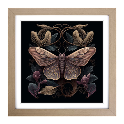 Moth Art Nouveau - Single Picture Frame Print on Wood