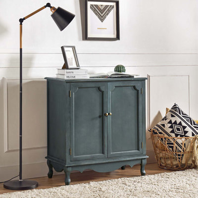 Armoire d'appoint en bois massif à 2 portes avec assemblage simple Arshawn