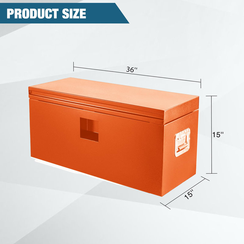 Boîte à outils robuste pour camion avec serrure, coffre de rangement en acier pour camionnette, véhicule récréatif, remorque