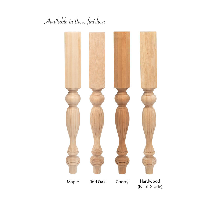 Hard Maple French Island Legs. 1 Piece, Hardwood, 35.25" H x 3.75" W x 3.75"D