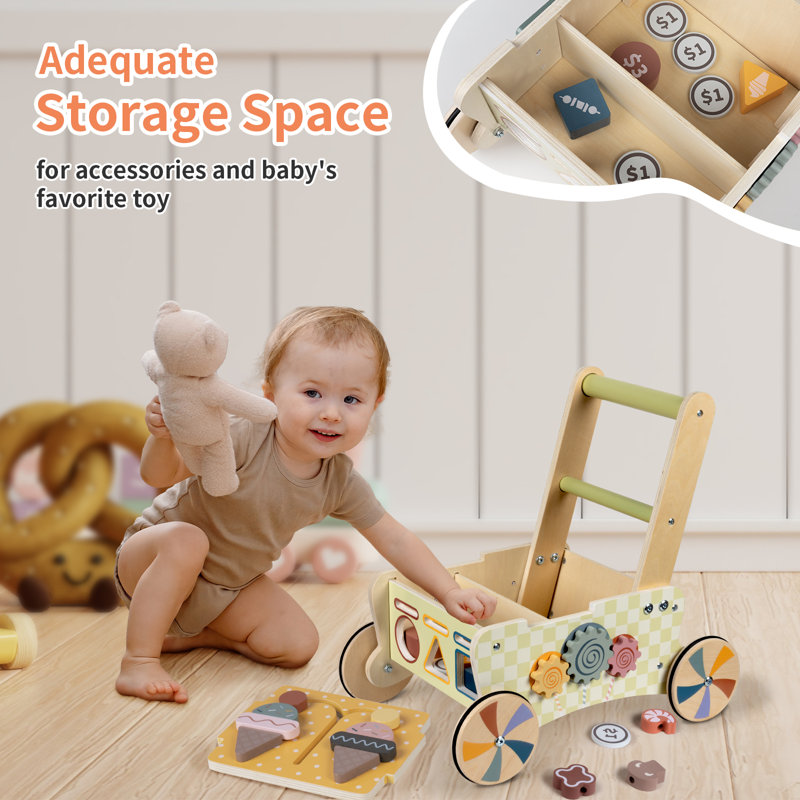 Trottinette en bois avec roues LOL-Fun, trottinette pour bébé fille et garçon 12 mois
