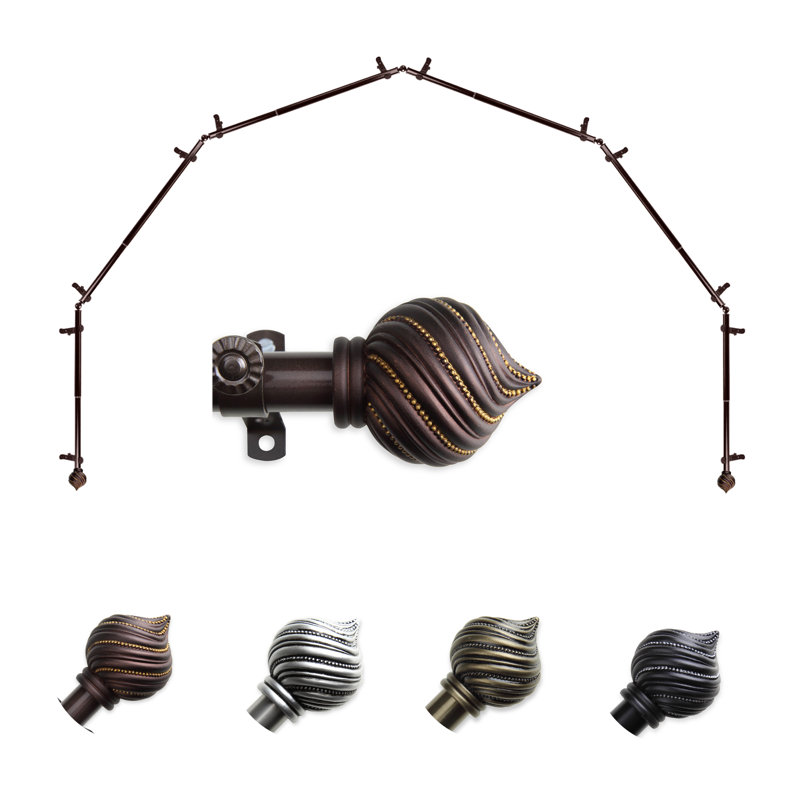 Tringle à rideaux simple ajustable avec baie vitrée de 0,81 po, Cacao, 28 po à 48 po (chaque côté)