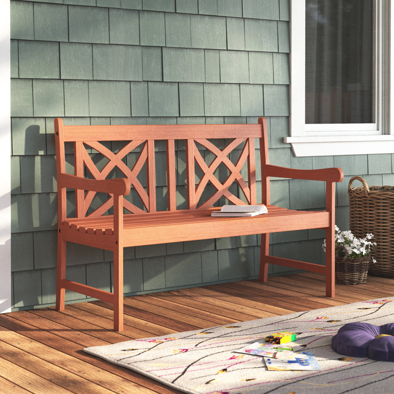 Aleha Solid Wood Outdoor Bench, Reddish Brown