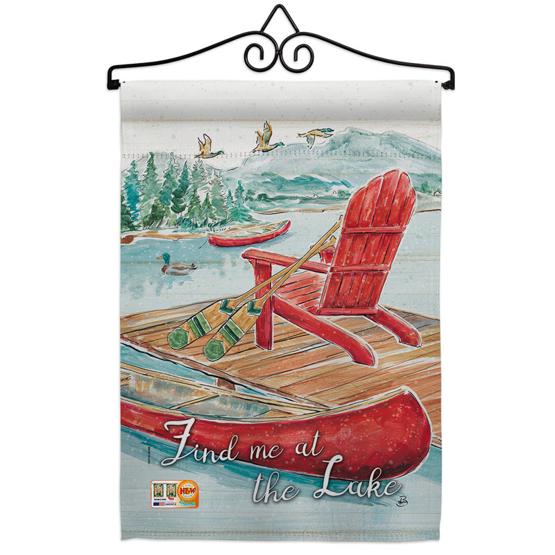 Retrouvez-moi au bord du lac décoratif en polyester à 2 faces 19 x 13 po. ensemble de drapeaux
