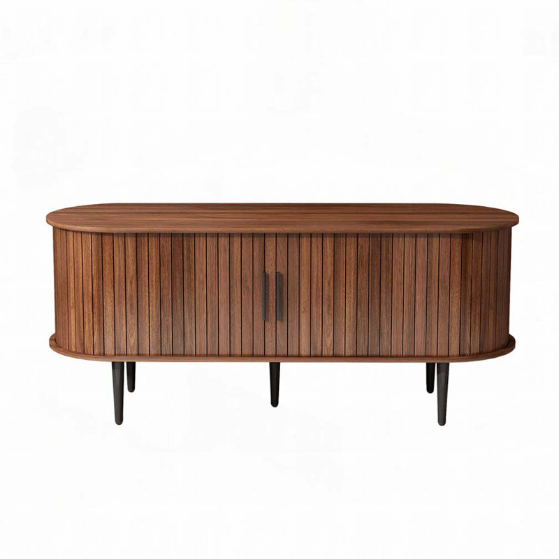 Meuble télé moderne avec meuble télé 47 po avec armoire de rangement à porte coulissante, centre de divertissement pour le salon, la chambre à coucher, le bureau, finition noyer | Idée cadeau