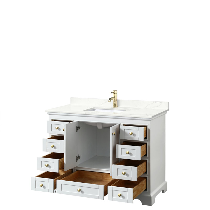 Ensemble de meuble-lavabo simple 60 po Deborah, Quartz blanc, Blanc, Chrome poli