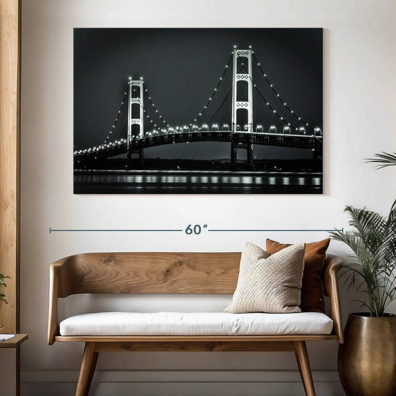 Lilie Night Sky At Mackinac Bridge, 34" H x 51" W