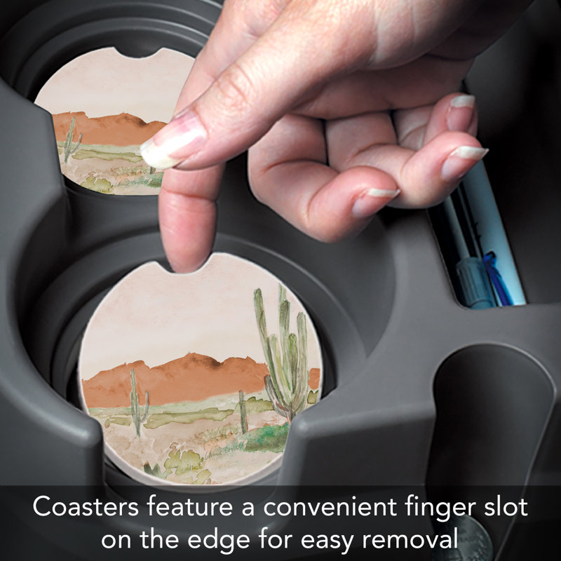 Desert View Single Round Absorbent Stone Car Coaster