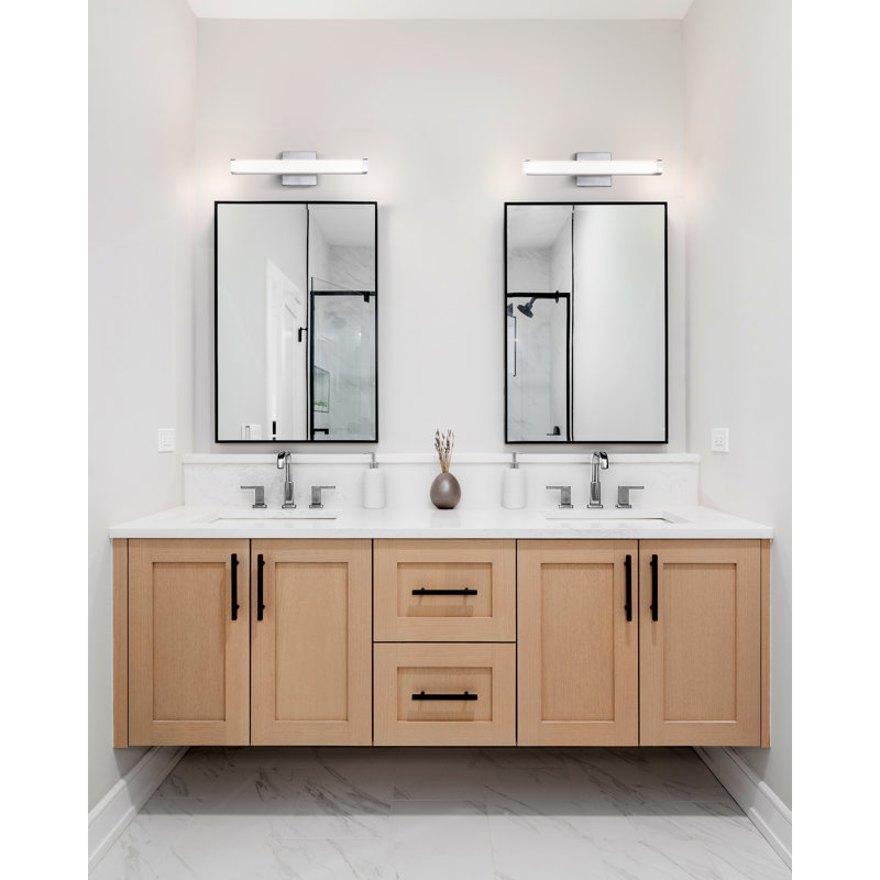 Meuble-lavabo 1 lumière DEL Nosar, Nickel brossé