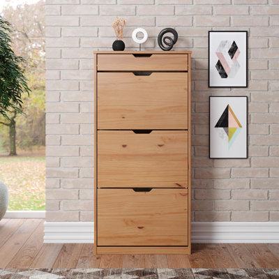 Brilon 18 Pair Solid Wood Shoe Storage Cabinet
