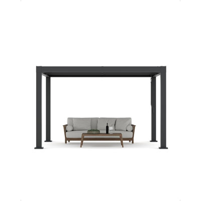 Pergola à persiennes avec structure entièrement en aluminium, toit à persiennes réglable, 10 pi x 12 pi, système de drainage intégré, patio extérieur moderne et pavillon de jardin