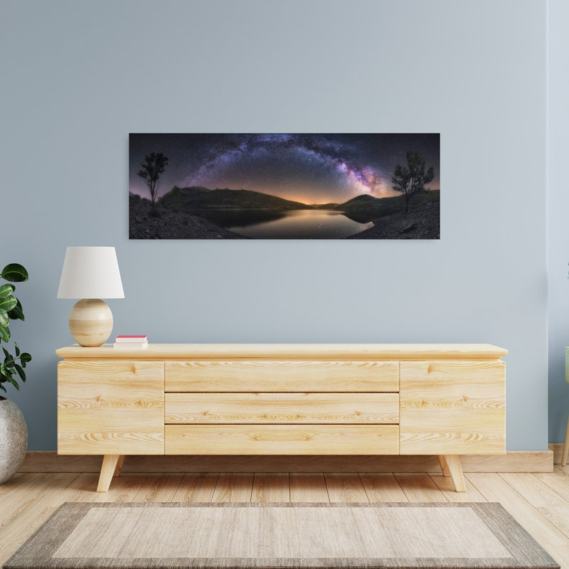 Milky Way Lake Reflection by Carlos F. Turienzo - Wrapped Canvas Panoramic Print, 40.64 cm H x 121.92 cm W