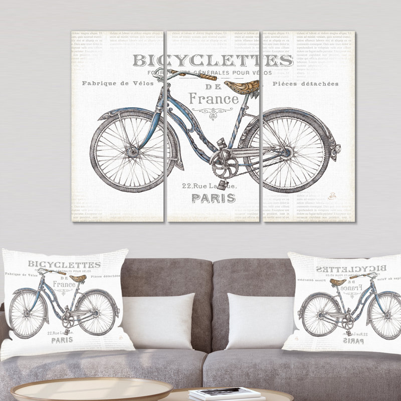 «Paris France Bicyclcles», impression multi-pièces sur toile, H 40 po x l 60 po x P 1 po