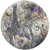 Arcadia Giraffe Scene Pebble 16" Vinyl Placemat