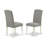 3 Piece Dining Room Furniture Set Contains a Round Kitchen Table and 2 Dark Shitake Linen Fabric Parson Dining Chairs, Linen White-352884052-352884055