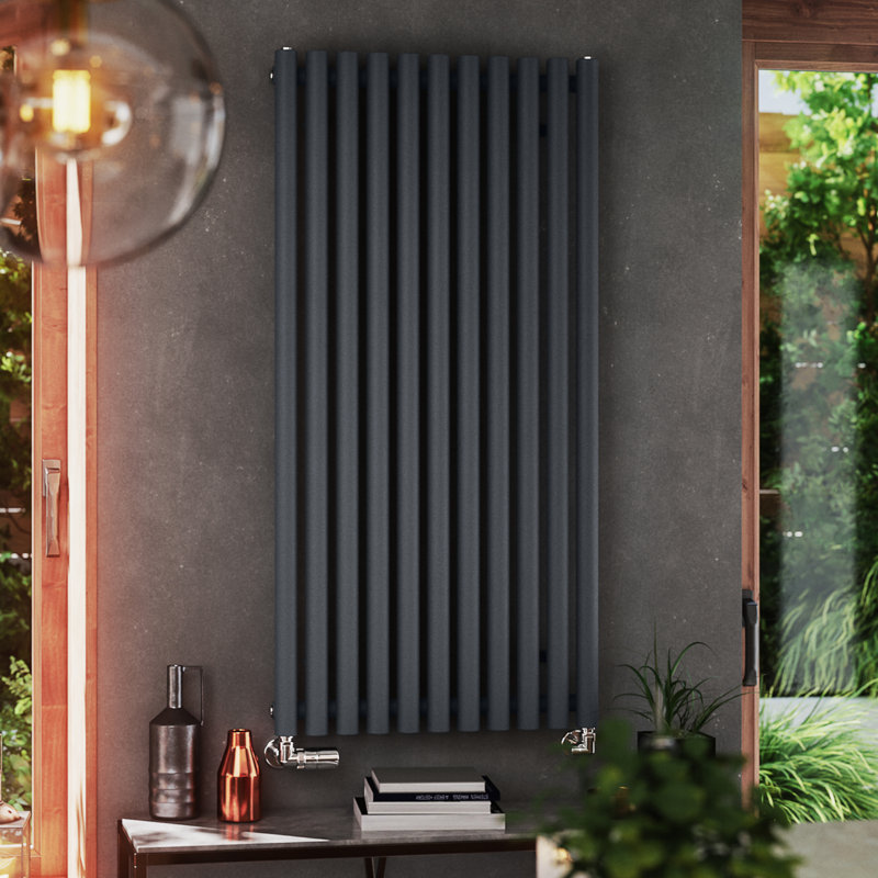 Rolo Room Reversible Cylindrical Bar Designer Radiator, Modern Grey