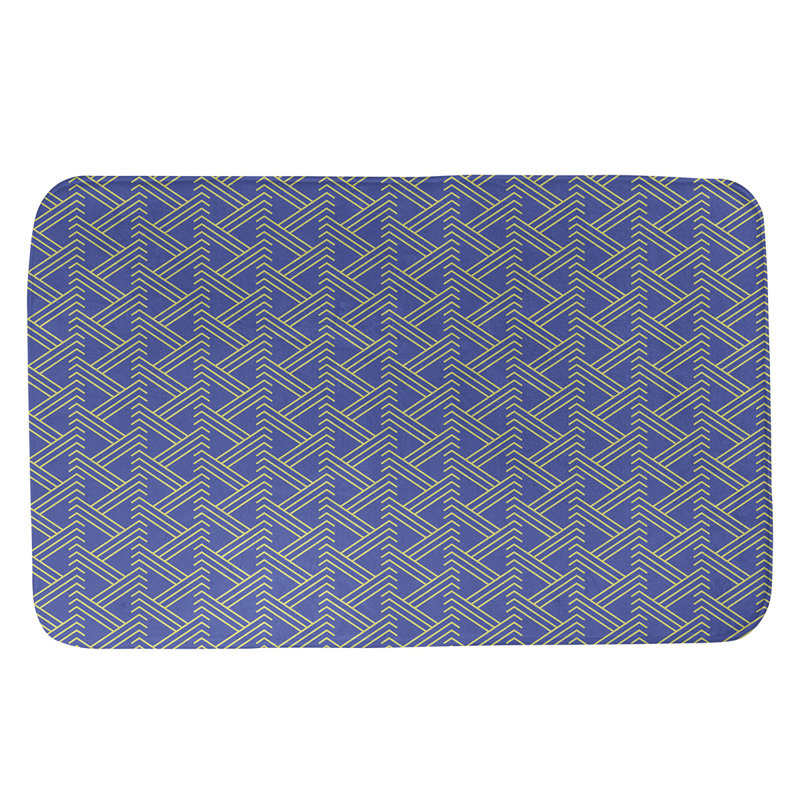 Tapis pour salle de bain Zig Zag, l 17 po x L 24 po, Bleu/jaune