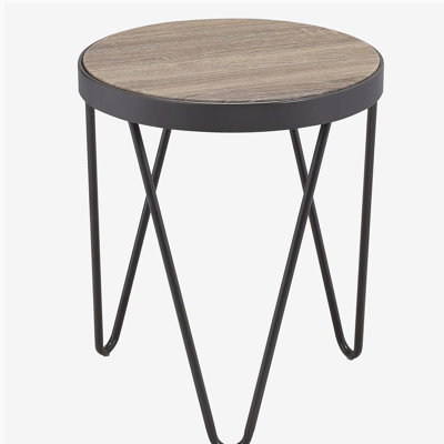 Weathered grey oak and black side table