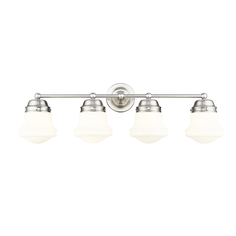 Meuble-lavabo 4 lumières Brener en nickel brossé, Nickel brossé