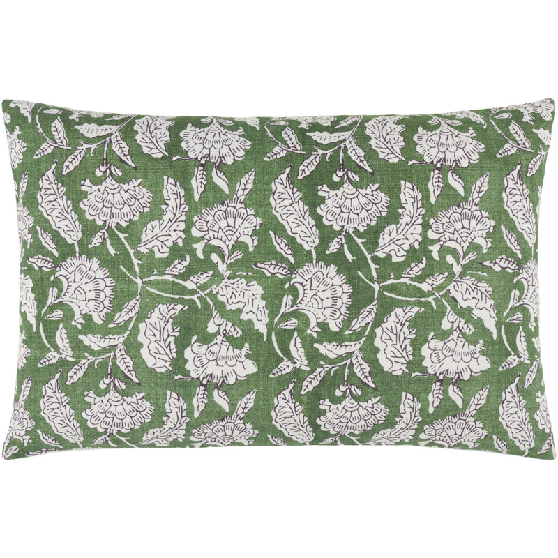 Coussin décoratif Caigan, Vert moyen / blanc, polyester