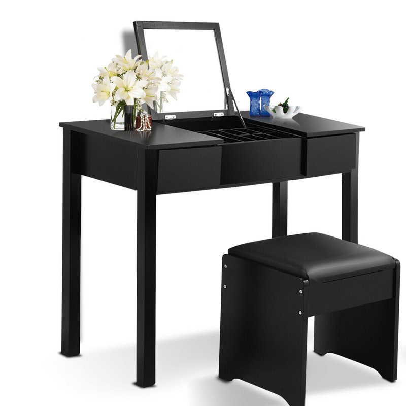 Mirada Dressing Table with Mirror, Black