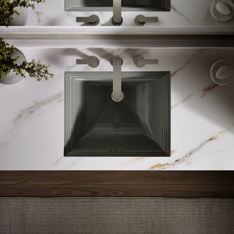 Memoirs® Vitreous China Rectangular Undermount Bathroom Sink with Overflow, Thunder Gray