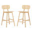 Tabouret de bar d'intérieur en bois Bari, finition naturelle, ensemble de 2-1998350505