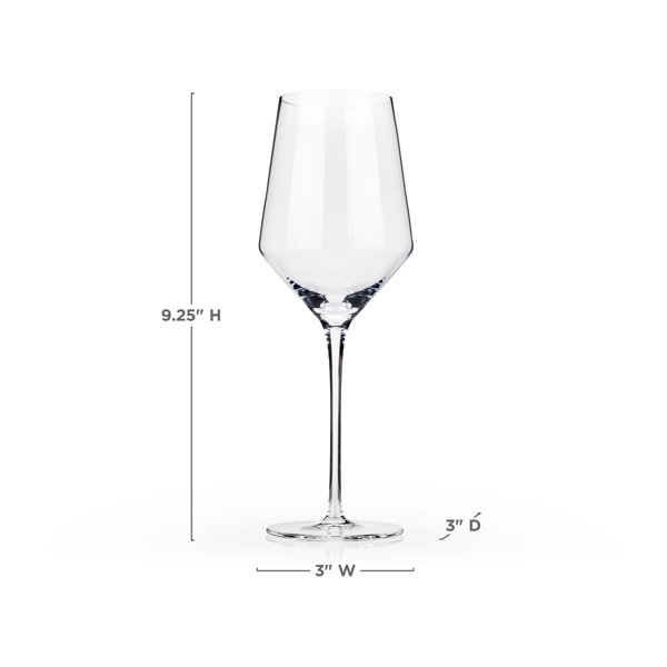 Viski Seneca Modern Wine Glasses - Long Stem Wine Glass Set for Red or White  Wine - Dishwasher Safe Crystal 15.5oz Set of 2