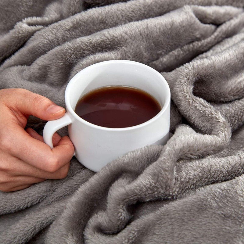  Soft Fuzzy Throw Flannel Blanket, 90" W x 90" L, Gray