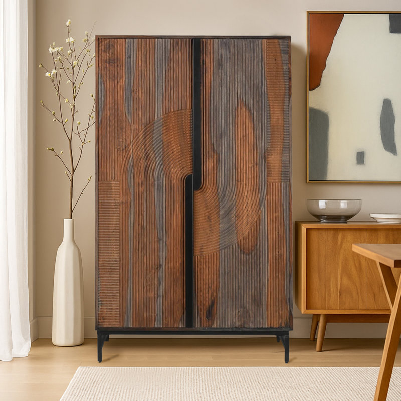 Calvinna Wood Two Door Tall Wine Cabinet